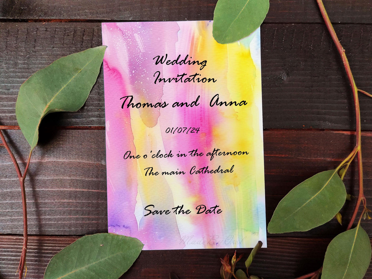 Blue, Pink and Yellow Watercolor Background, Seamless Digital Paper