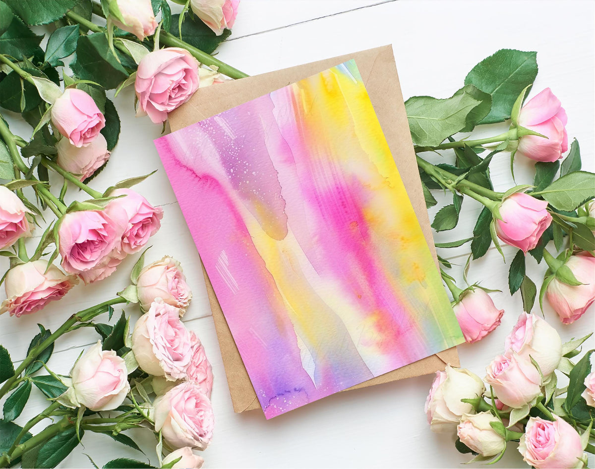 Blue, Pink and Yellow Watercolor Background, Seamless Digital Paper
