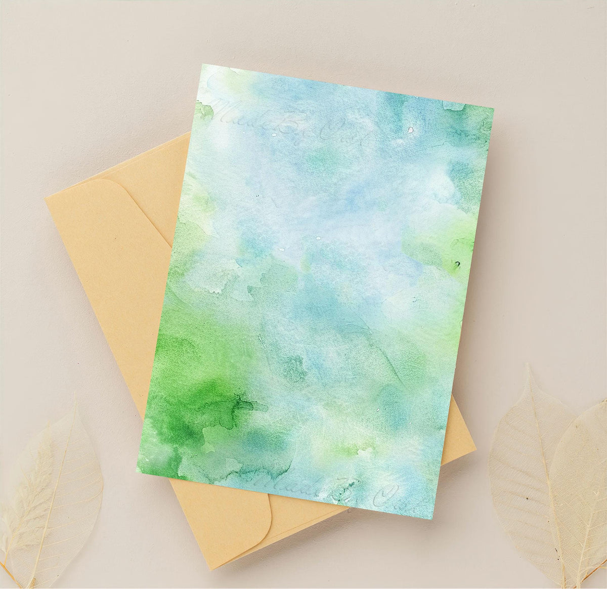 Green and Blue Watercolor Background, Seamless Digital Paper