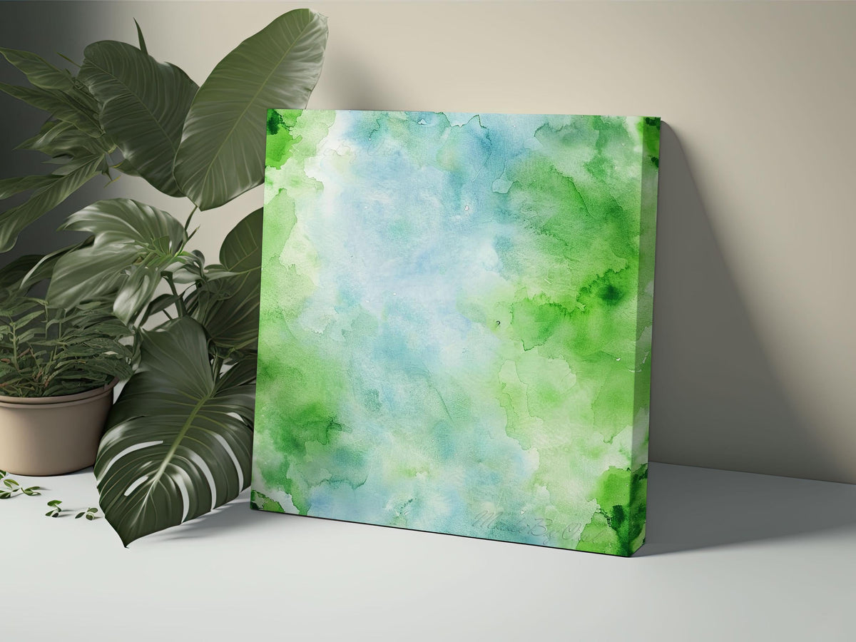 Green and Blue Watercolor Background, Seamless Digital Paper