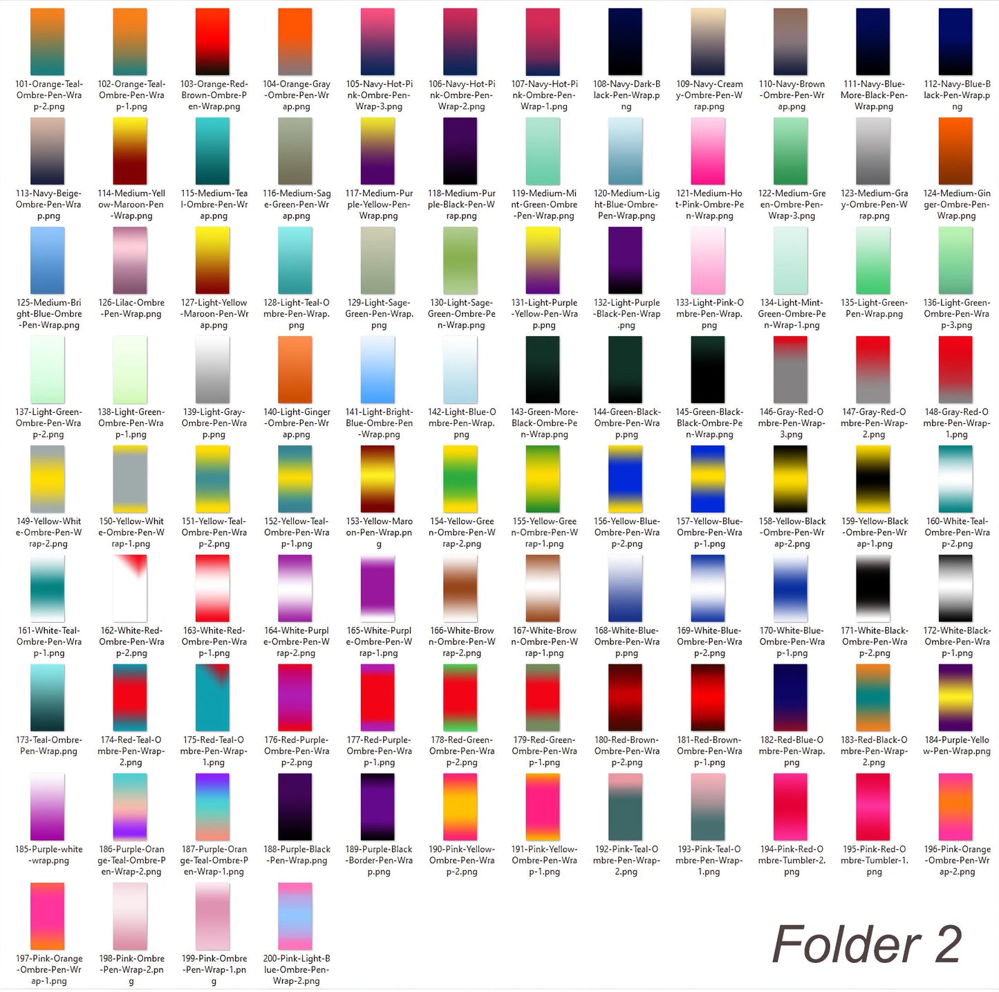Ombre Pen Wraps Bundle – 300 Sublimation Designs, PNG