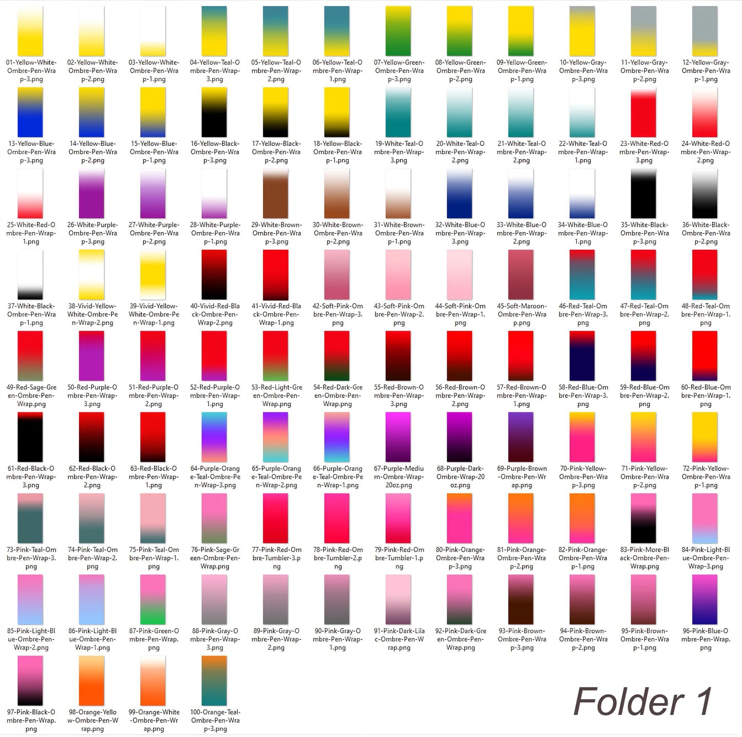 Ombre Pen Wraps Bundle – 300 Sublimation Designs, PNG