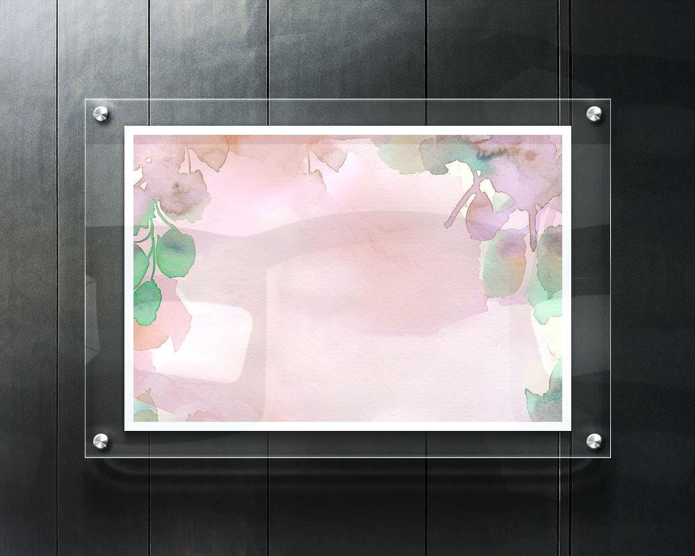Blush Pink and Green Floral Watercolor Background