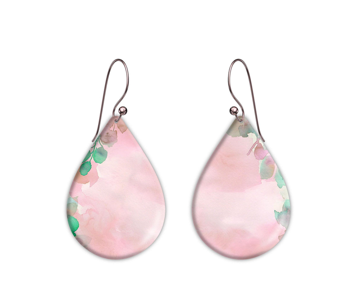 Blush Pink and Green Floral Watercolor Background