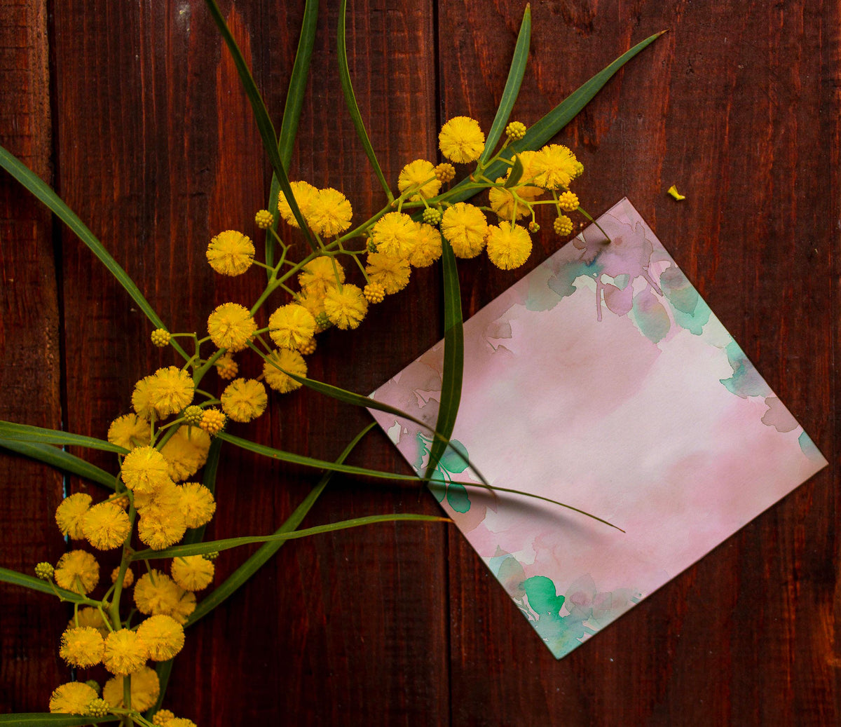 Blush Pink and Green Floral Watercolor Background