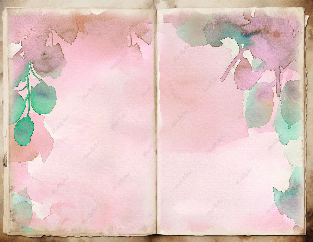 Blush Pink and Green Floral Watercolor Background