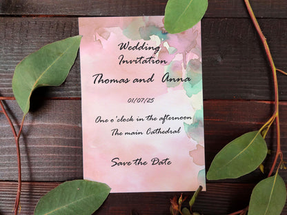 Blush Pink and Green Floral Watercolor Background