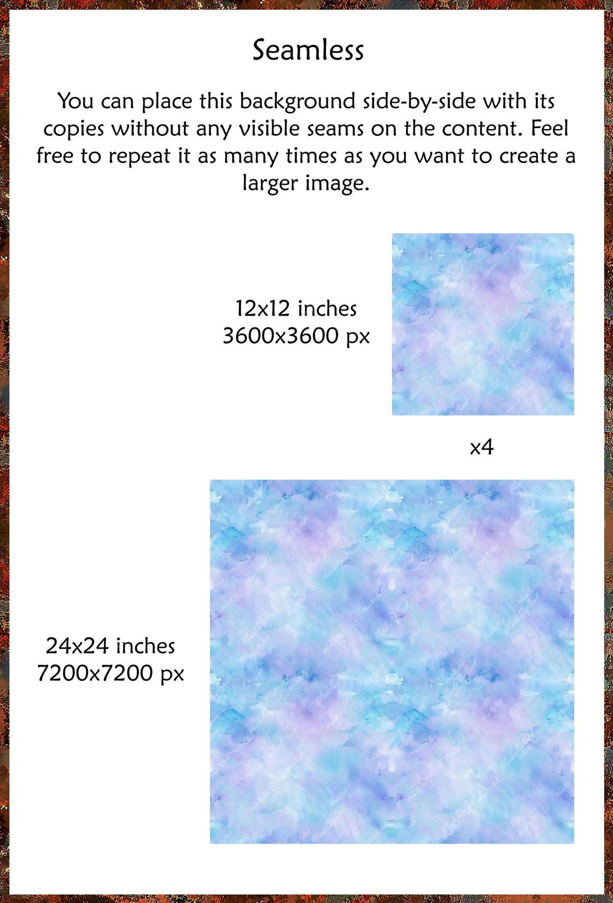 Light Blue and Lilac Watercolor Background, Seamless Pastel Texture