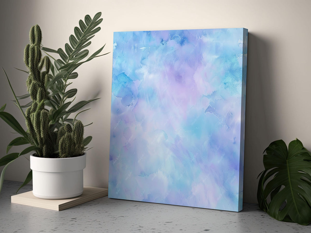 Light Blue and Lilac Watercolor Background, Seamless Pastel Texture