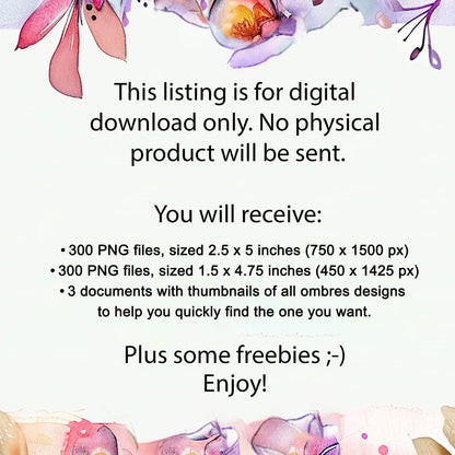 Ombre Pen Wraps Bundle – 300 Sublimation Designs, PNG