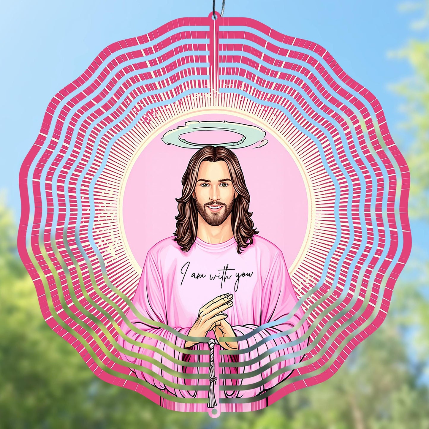 Jesus Christ "I am with you" Wind Spinner Design PNG