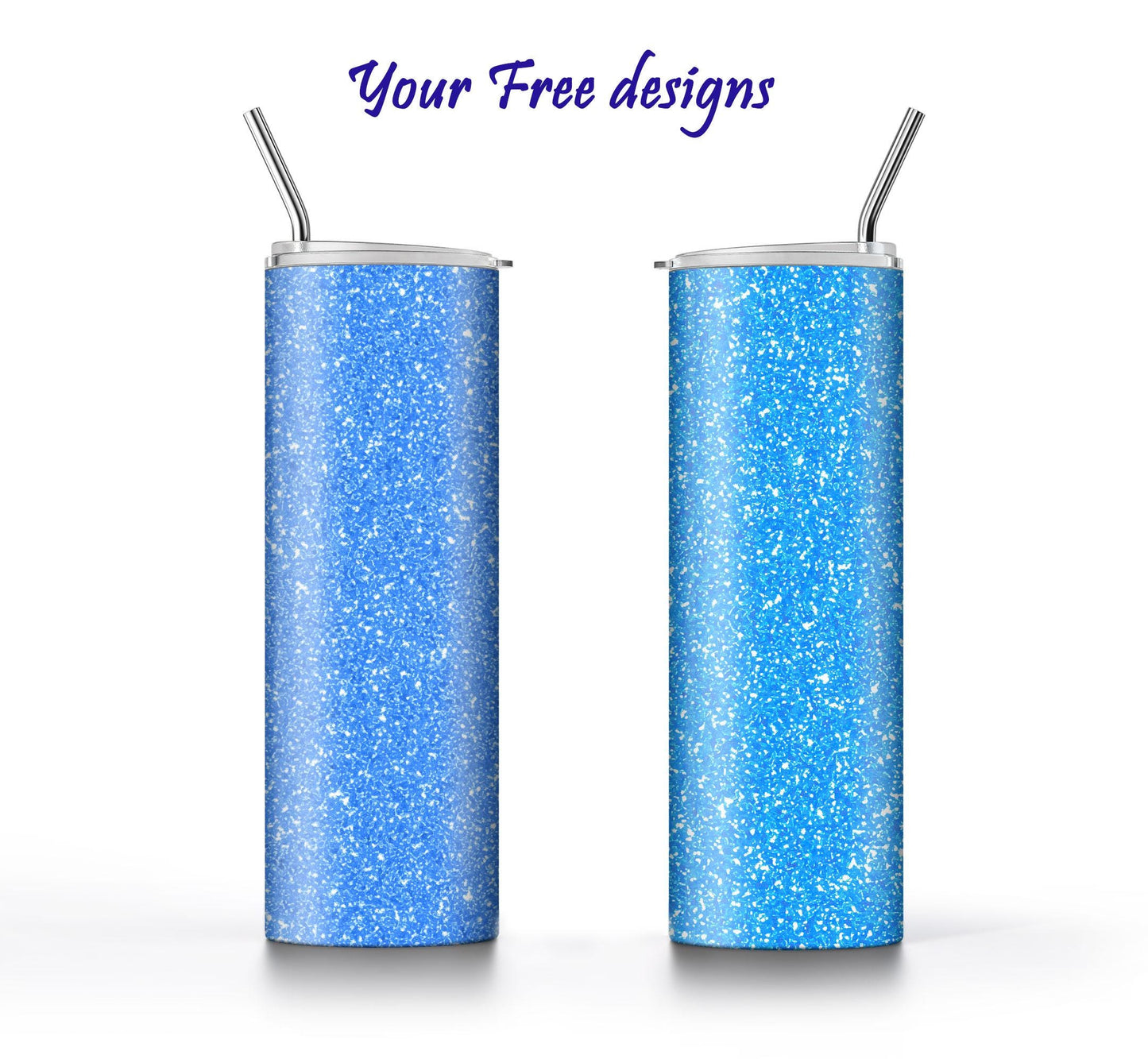 Baby Blue Glitter Tumbler Sublimation Designs – 3 Solid Color PNG Wraps