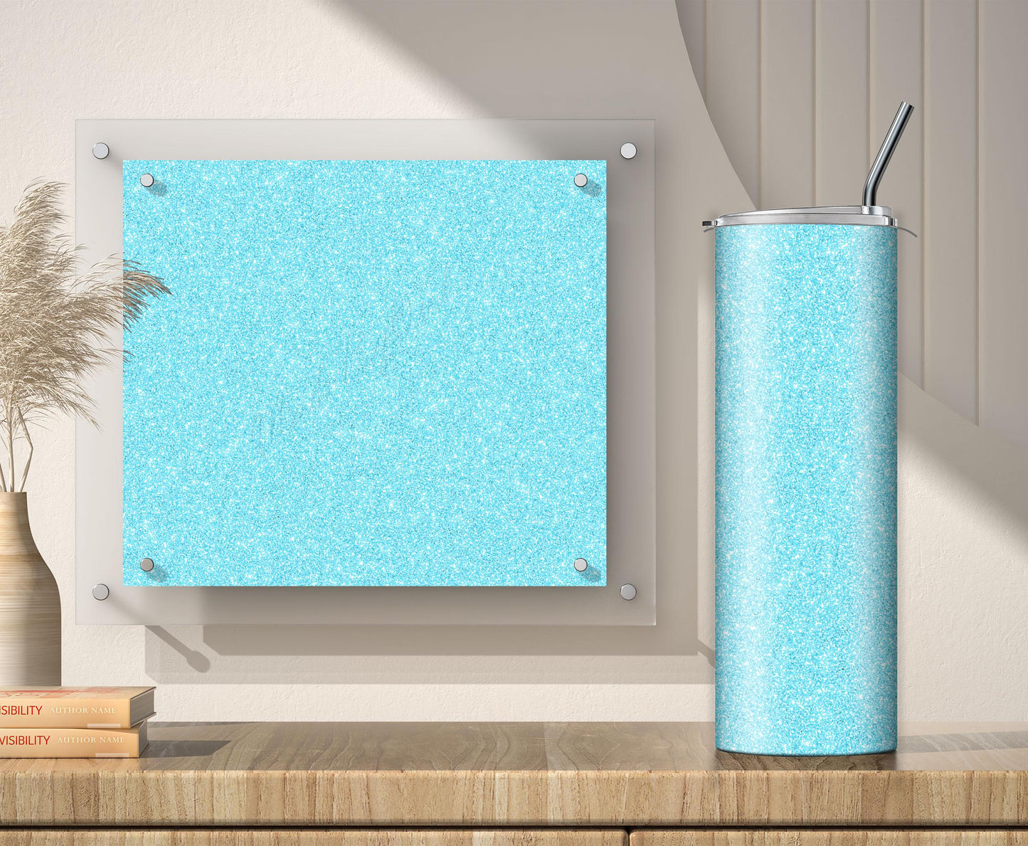 Baby Blue Glitter Tumbler Sublimation Designs – 3 Solid Color PNG Wraps