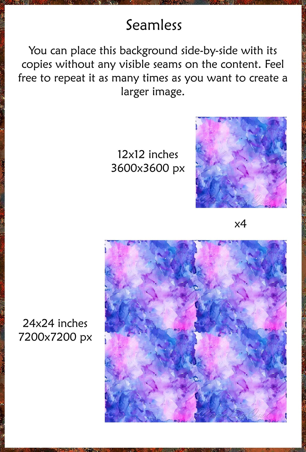 Purple and Pink Watercolor Background, Vibrant Seamless Texture