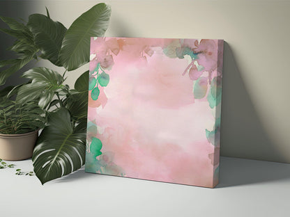 Blush Pink and Green Floral Watercolor Background