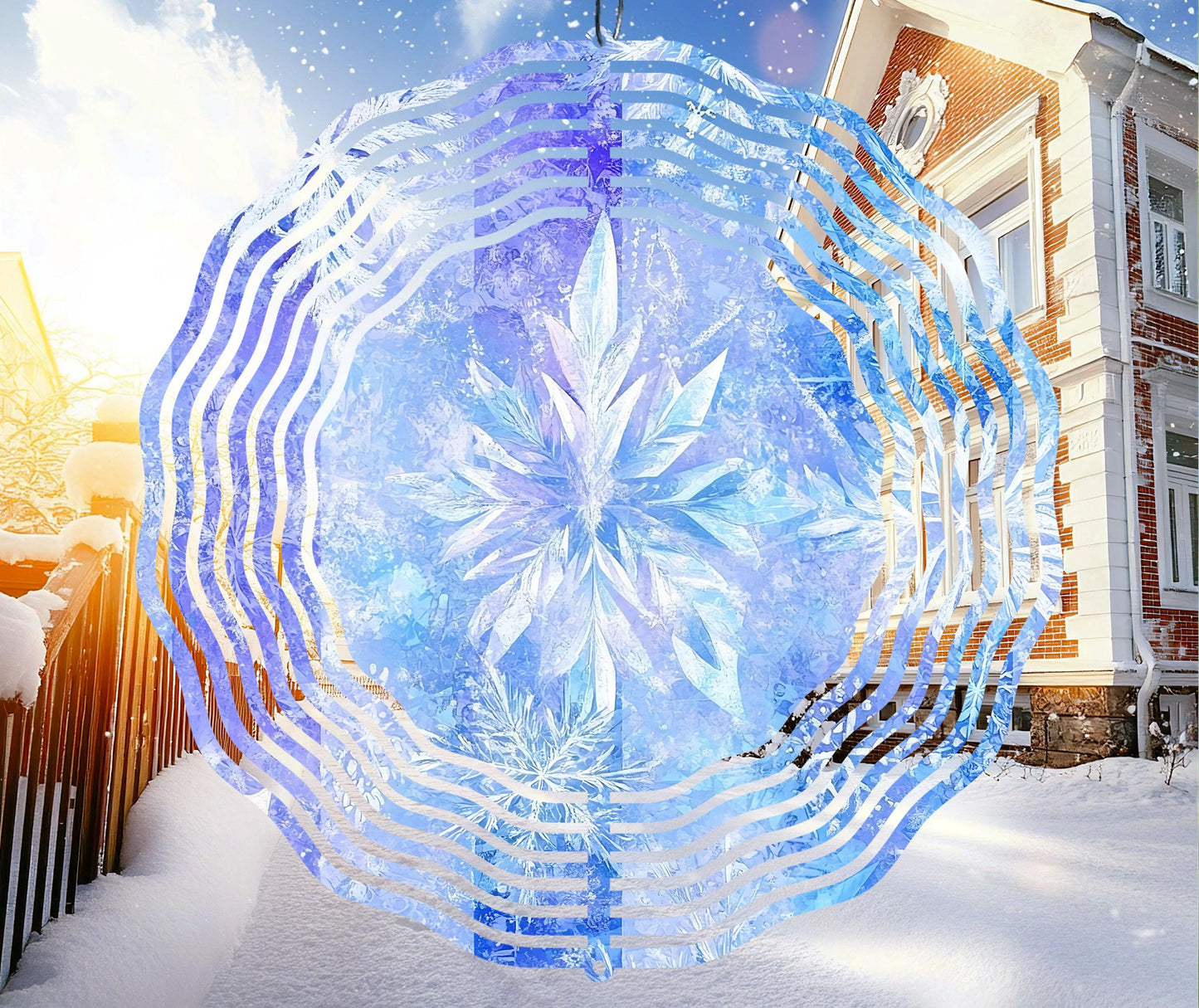 Snowflake Wind Spinner Sublimation Design Instant PNG