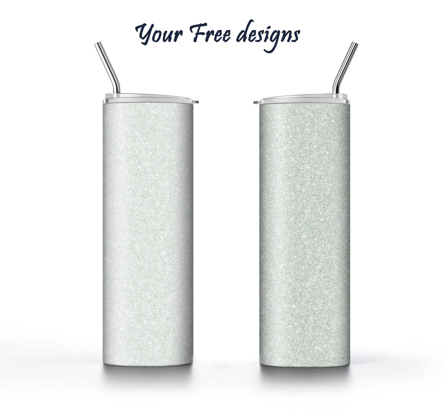 Silver and Gray Glitter Tumbler Sublimation Designs – 3 Solid Color PNG Wraps