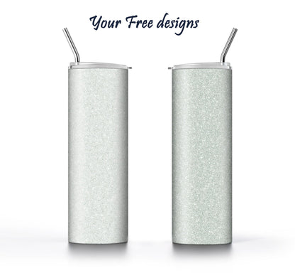 Silver and Gray Glitter Tumbler Sublimation Designs – 3 Solid Color PNG Wraps