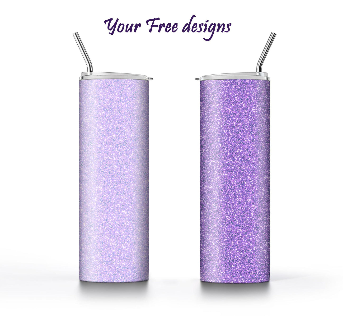 Lilac Glitter Tumbler Sublimation Designs – 3 Solid Color PNG Wraps