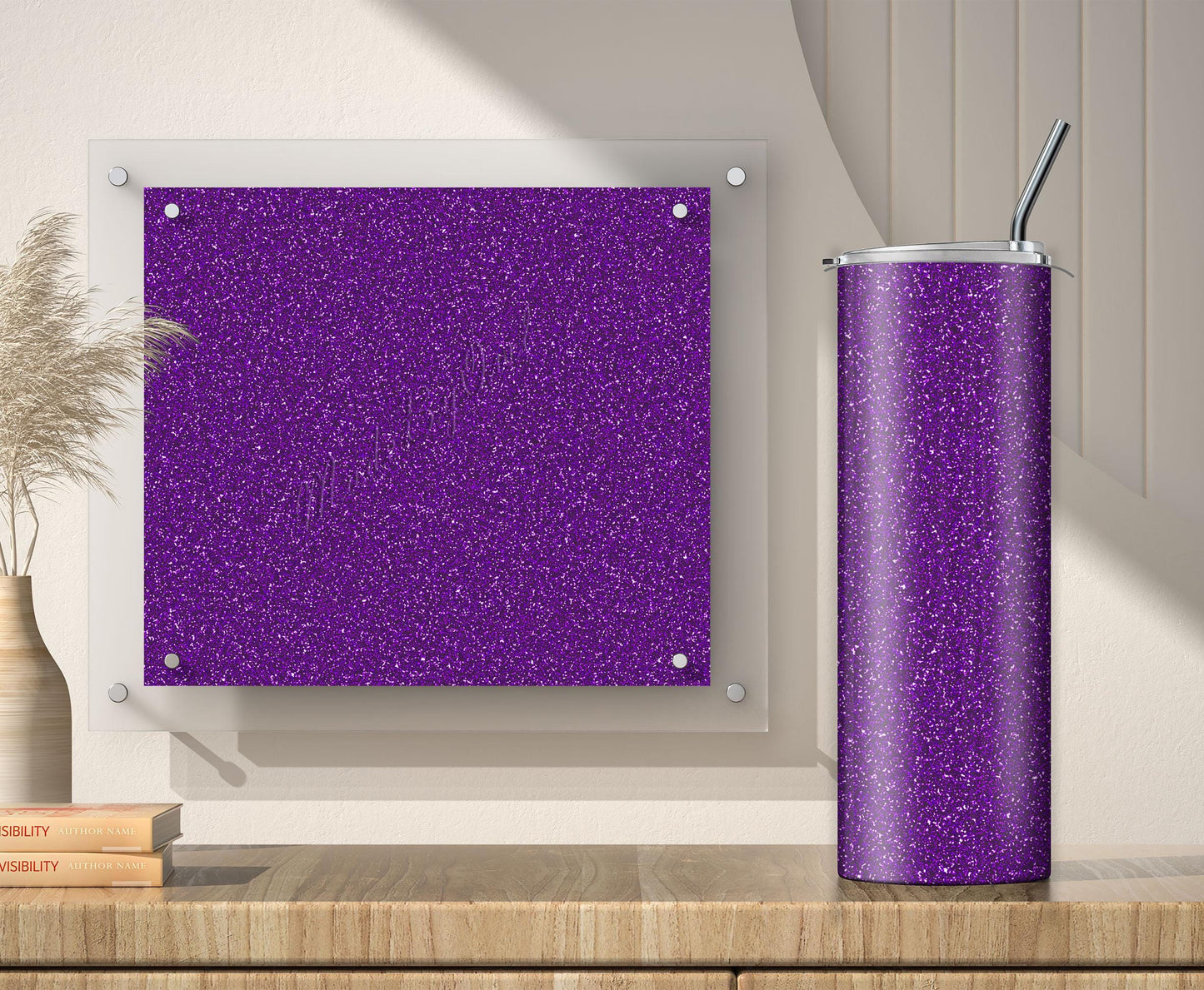 3 Purple Glitter Tumbler Sublimation Designs – 3 Solid Color PNG Wraps