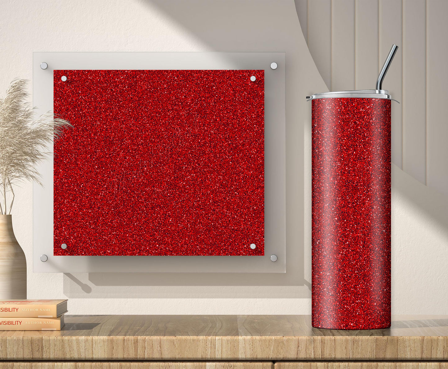 Crimson Red & Maroon Glitter Tumbler Sublimation Designs – 3 Solid Color Wraps