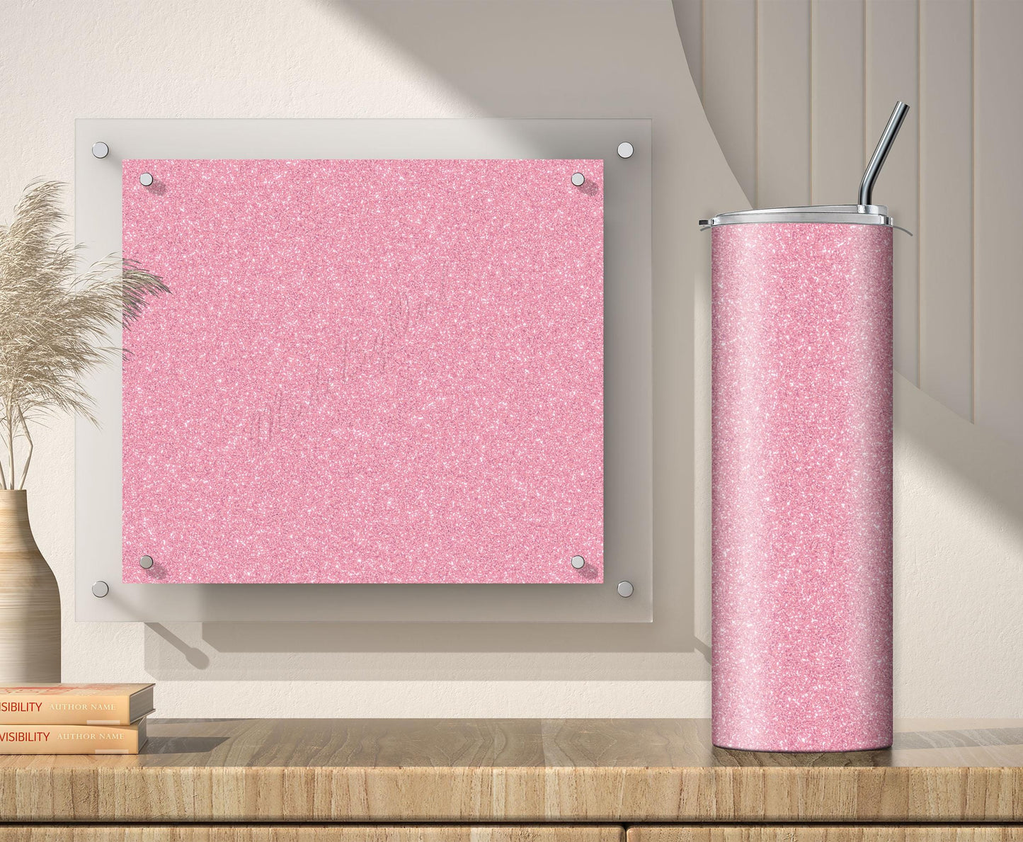 Blush Pink Glitter Tumbler Sublimation Designs – 20oz, 3 PNG Wraps