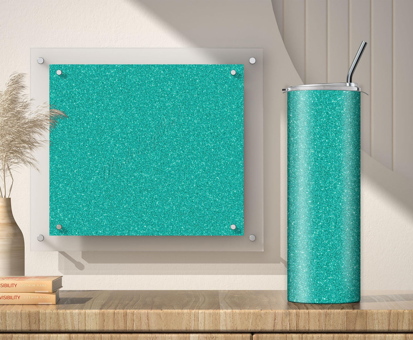 Turquoise Glitter Tumbler Sublimation Designs – 20oz, 3 PNG Wraps Mini Bundle