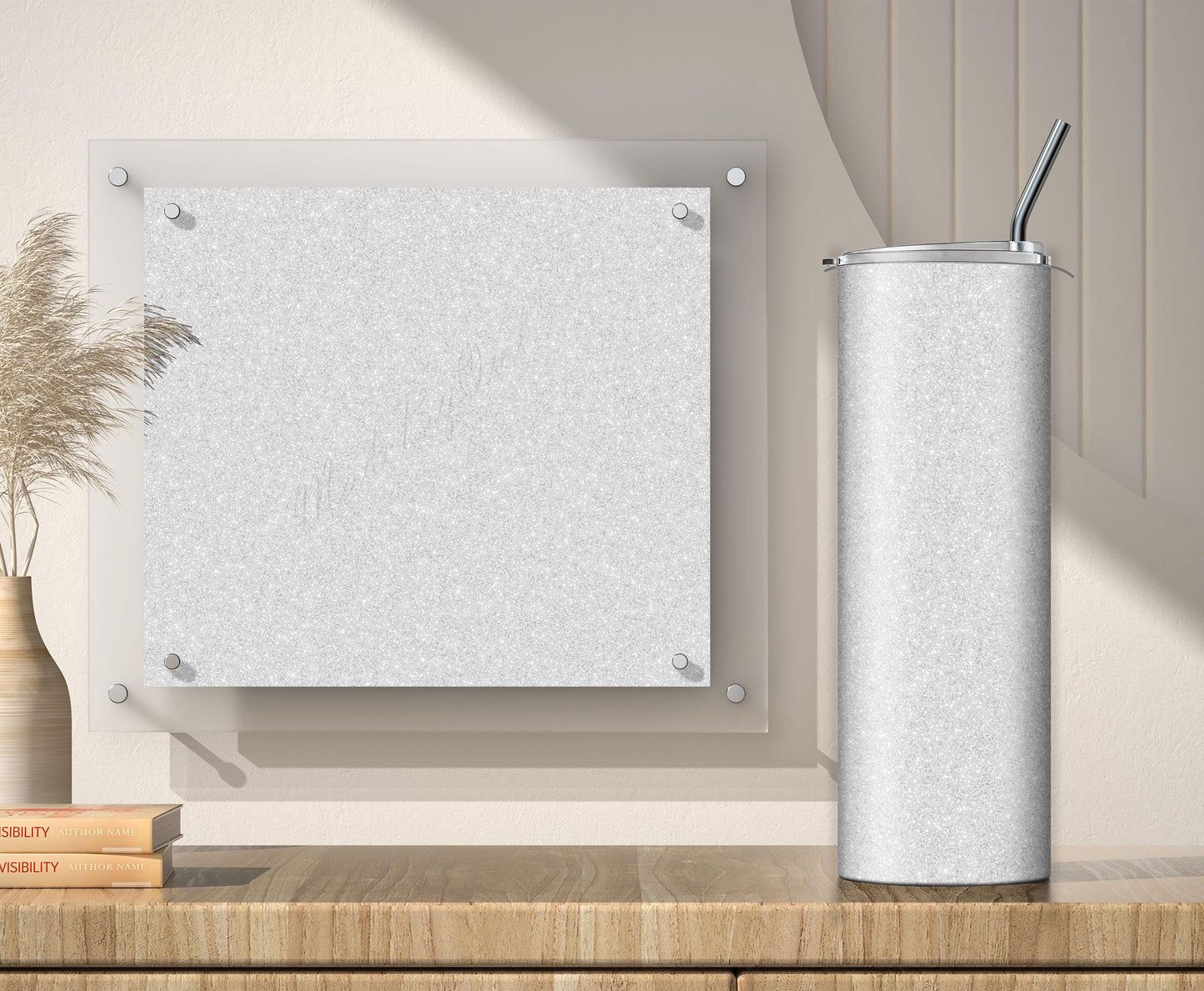 Silver and Gray Glitter Tumbler Sublimation Designs – 3 Solid Color PNG Wraps