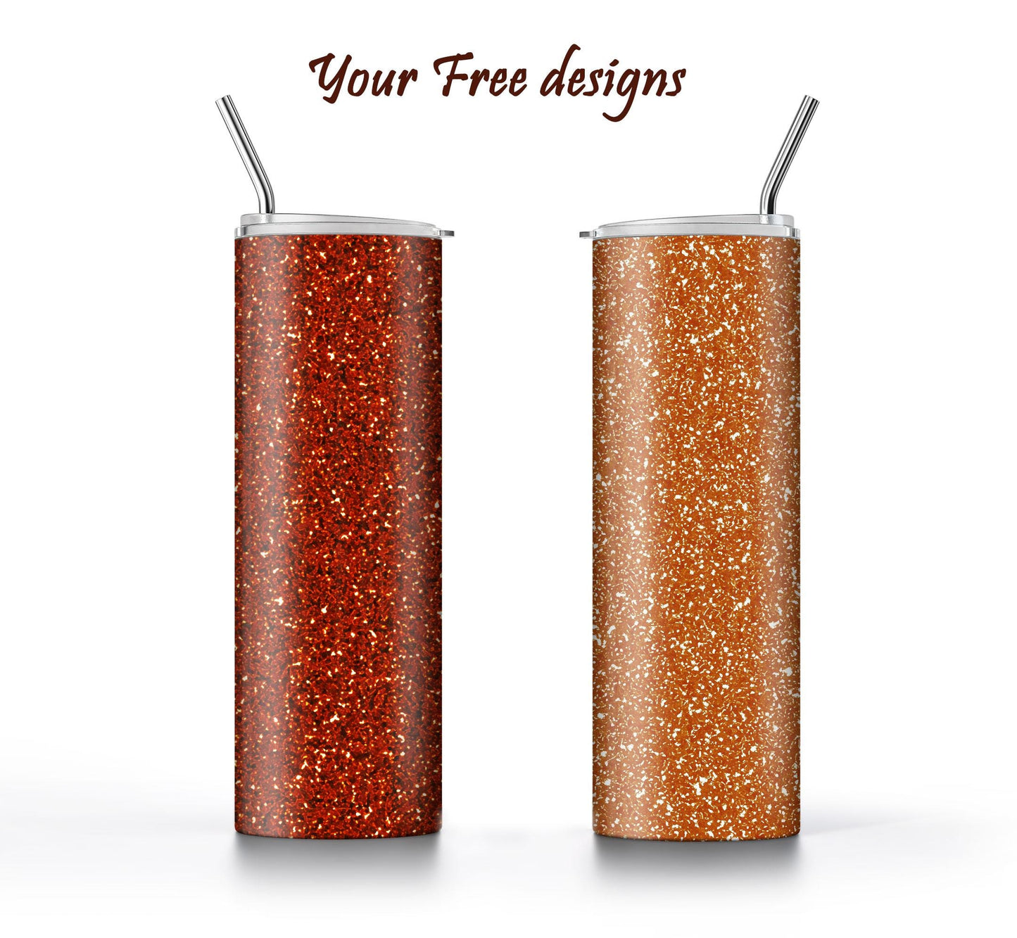 3 Brown Glitter Tumbler Sublimation Designs – 20oz, 3 PNG Wraps Mini Bundle