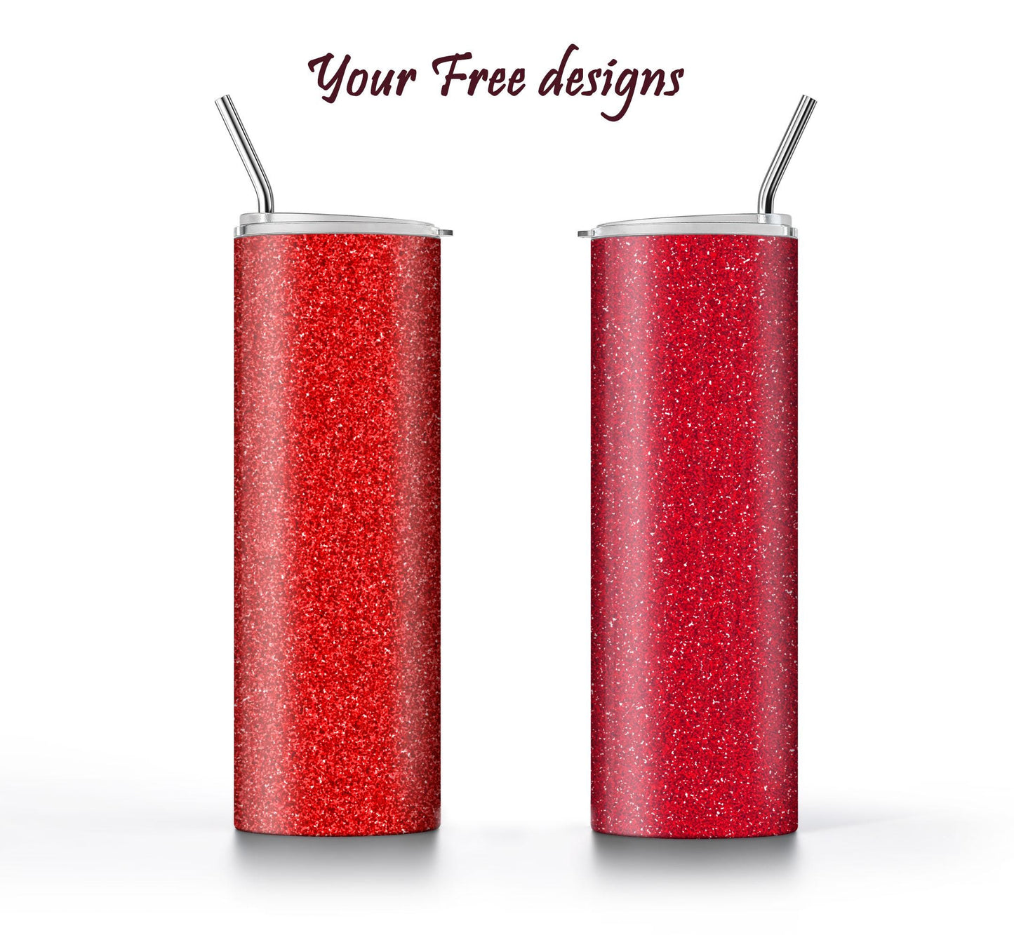 Crimson Red & Maroon Glitter Tumbler Sublimation Designs – 3 Solid Color Wraps