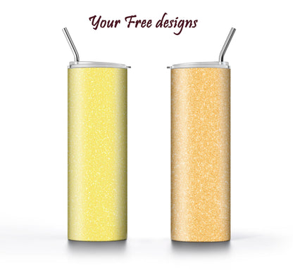 Pastel Glitter Tumbler Sublimation Designs – 3 Solid Color PNG Wraps