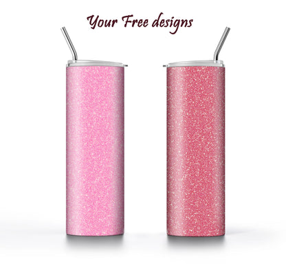 Blush Pink Glitter Tumbler Sublimation Designs – 20oz, 3 PNG Wraps