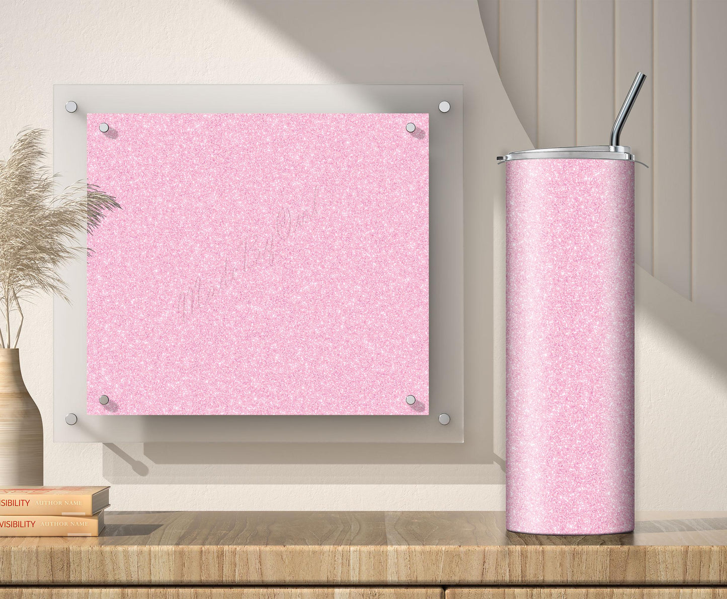 Blush Pink Glitter Tumbler Sublimation Designs – 20oz, 3 PNG Wraps