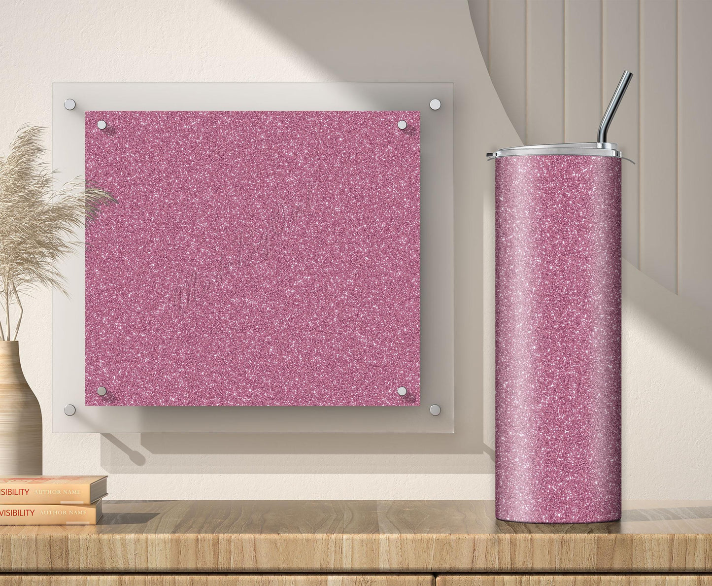 Blush Pink Glitter Tumbler Sublimation Designs – 20oz, 3 PNG Wraps