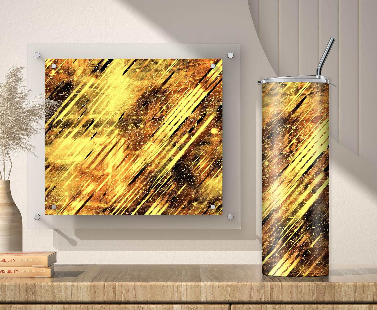 3 Gold and Black Glitter Tumbler Sublimation Designs – Ombre, 20oz, 3 PNG Wraps