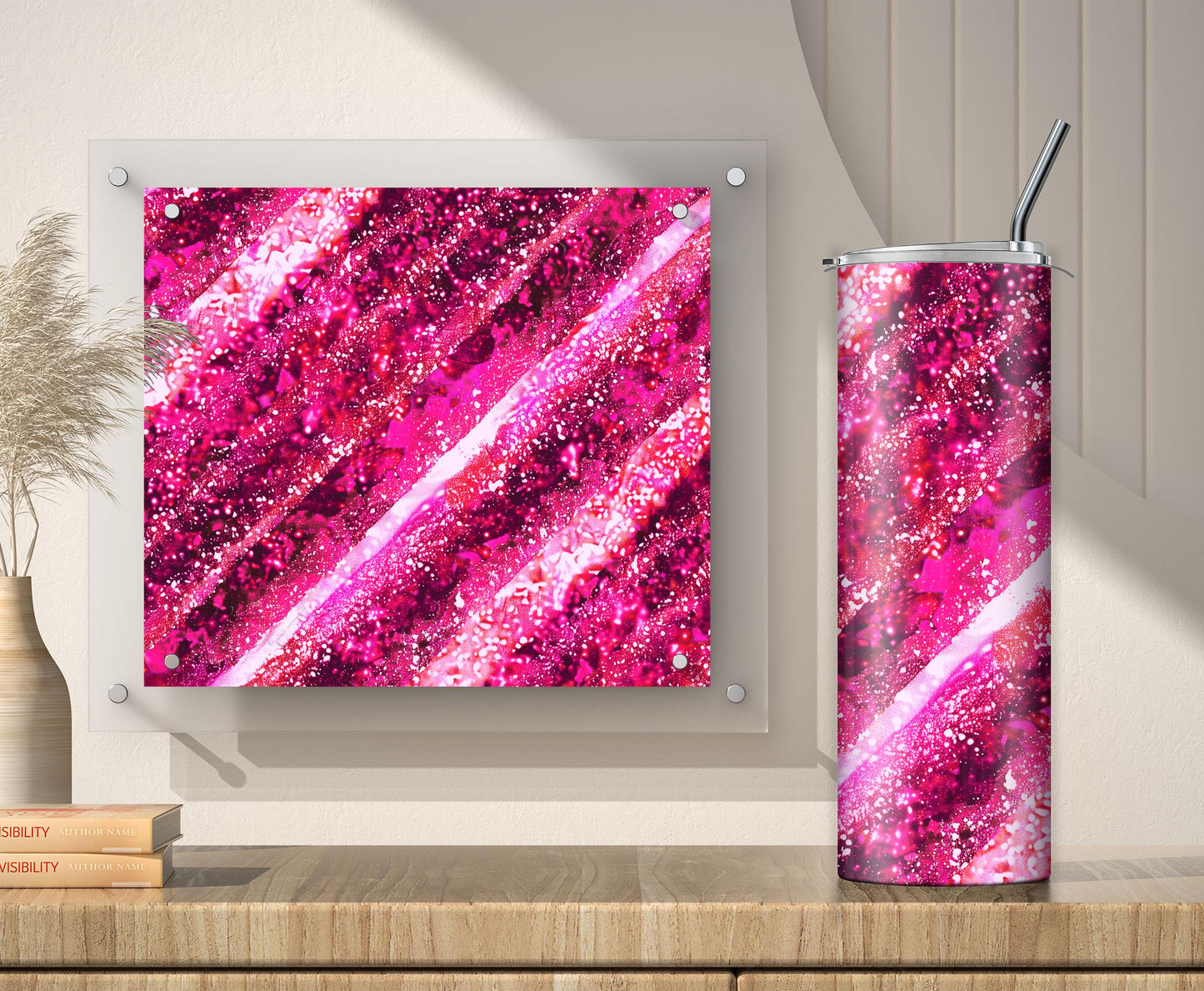 Pink Glitter Tumbler Sublimation Designs – 20oz, 3 PNG Wraps Mini Bundle
