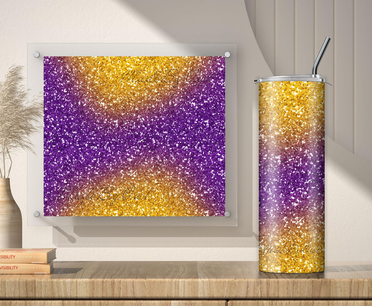 Purple Glitter Tumbler Sublimation Designs – 20oz, Ombre, 20oz, 3 PNG Wraps