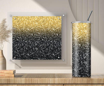3 Gold and Black Glitter Tumbler Sublimation Designs – Ombre, 20oz, 3 PNG Wraps