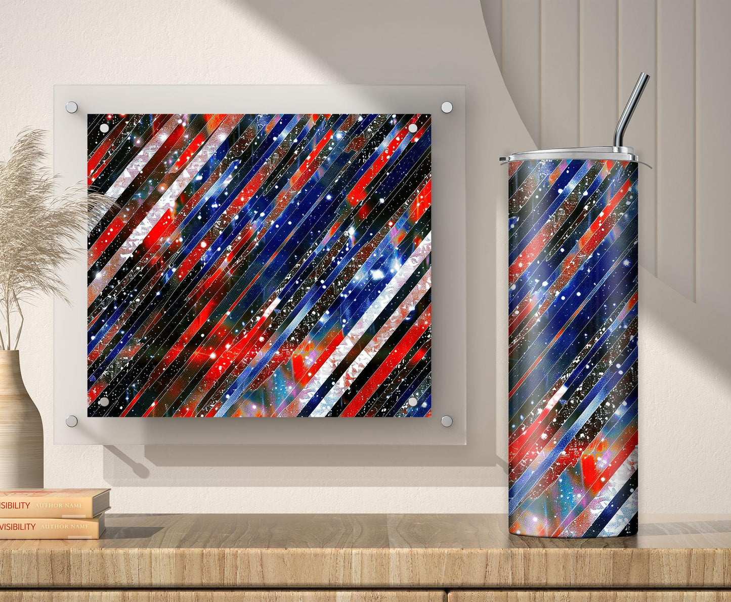 Black Red Blue Glitter Tumbler Sublimation Designs – 3 PNG Wraps (20oz)