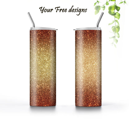 Bronze Glitter Tumbler Sublimation Designs – 20oz, 3 PNG Wraps Mini Bundle