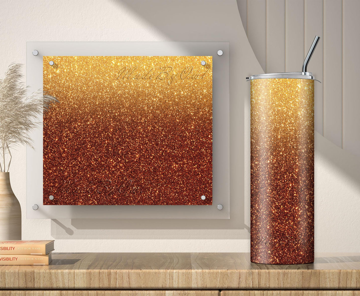 Bronze Glitter Tumbler Sublimation Designs – 20oz, 3 PNG Wraps Mini Bundle