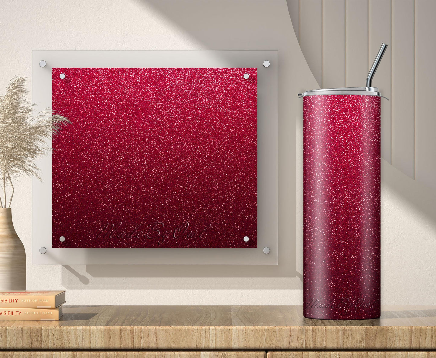 3 Red Glitter Tumbler Sublimation Designs – Ombre, 20oz, 3 PNG Wraps