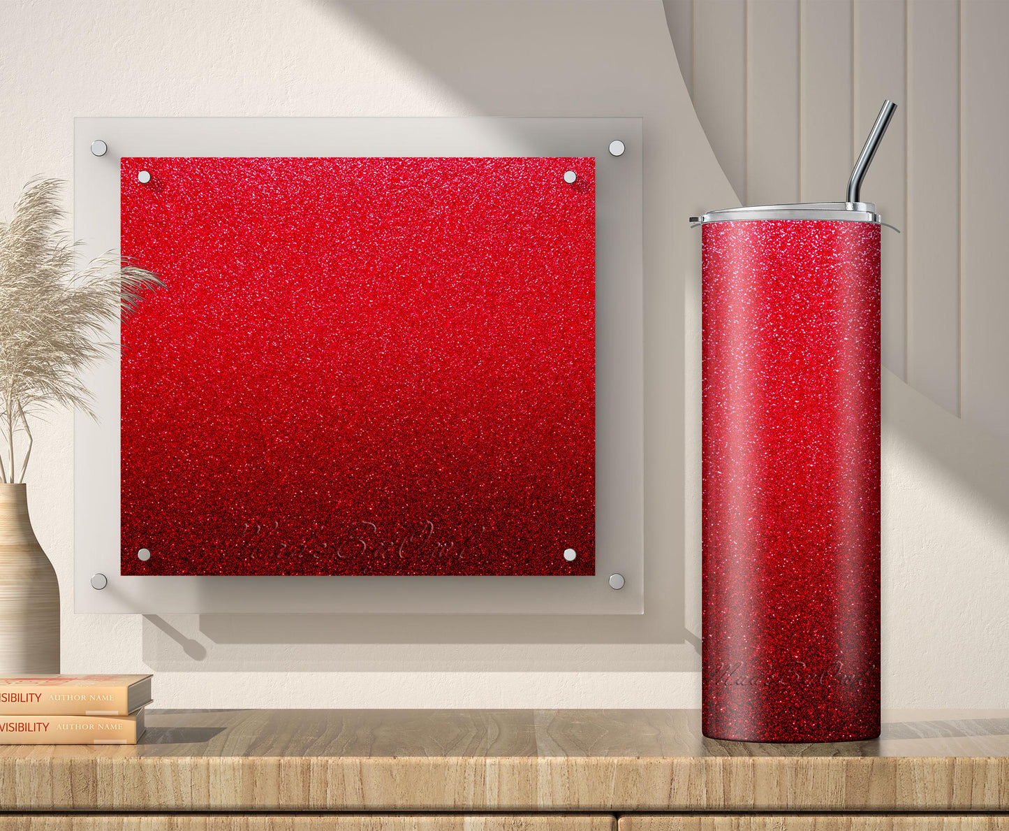 3 Red Glitter Tumbler Sublimation Designs – Ombre, 20oz, 3 PNG Wraps