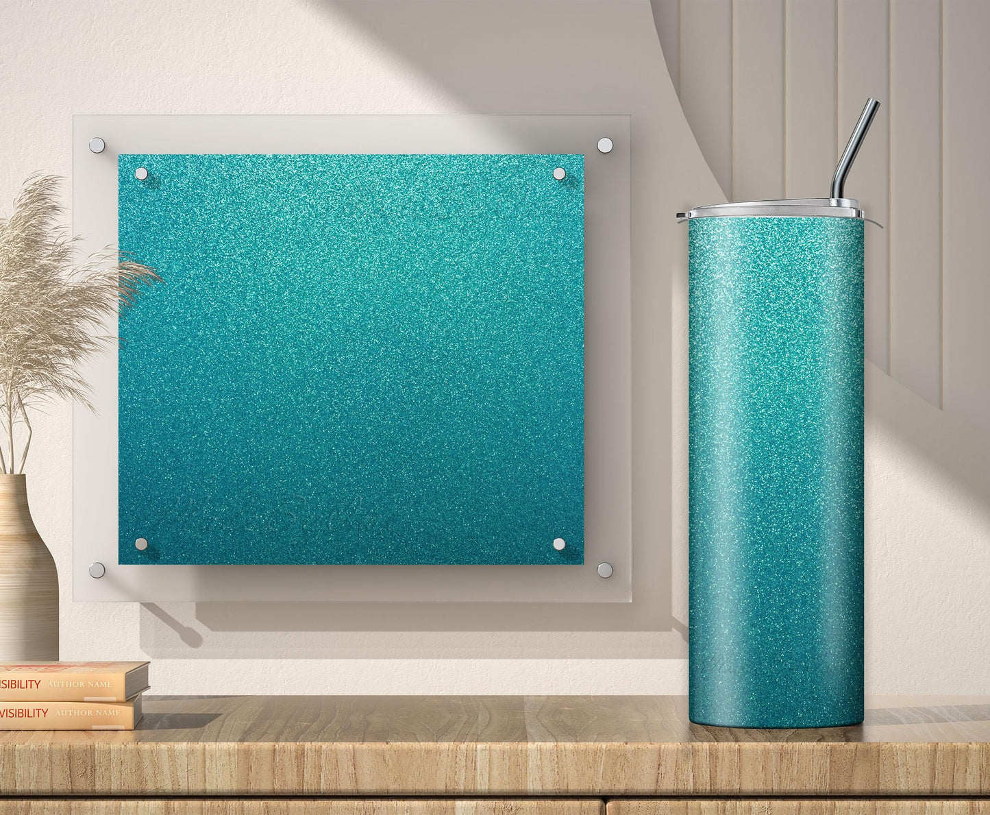 Turquoise Glitter Tumbler Sublimation Designs – 20oz, 3 PNG Wraps Mini Bundle