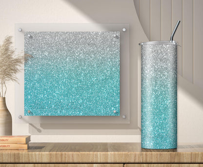 3 Teal and Gold Glitter Tumbler Sublimation Designs – 20oz, 3 PNG Wraps
