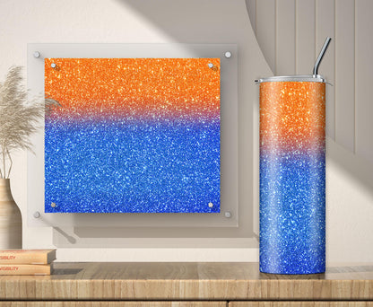 Blue and Orange Glitter Tumbler Sublimation Designs – Ombre, 20oz, 3 PNG Wraps