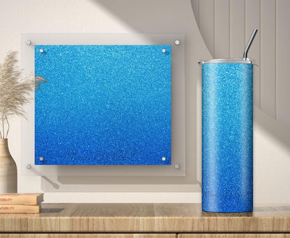 Light Blue Glitter Tumbler Sublimation Designs – Ombre, 20oz, 3 PNG Wraps