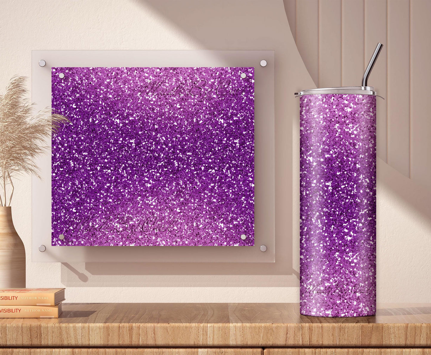 Purple Glitter Tumbler Sublimation Designs – 20oz, 3 PNG Wraps Mini Bundle