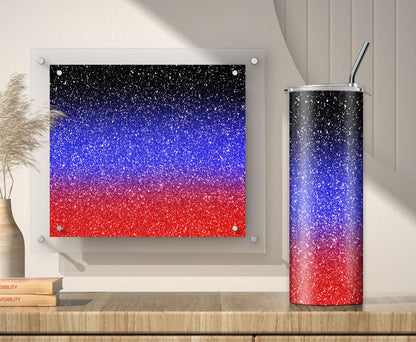 Black Red Blue Glitter Tumbler Sublimation Designs – 3 PNG Wraps (20oz)