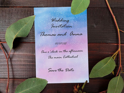 Blue and Pink Watercolor Background, Speckled Pastel Texture